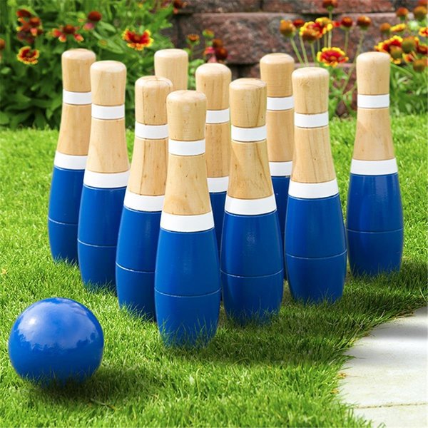 Hey Play Hey Play 80-LB8 8 in. Indoor & Outdoor Fun Lawn Bowling Game & Skittle Ball for Toddlers Kids Adults - Black 80-LB8